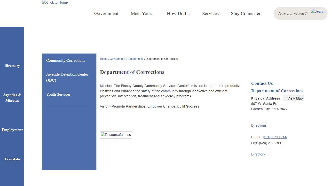Department of Corrections | Finney County, KS - Official Website